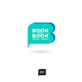 Book and book logo. B letter. Digital library chat emblem. The literary community.